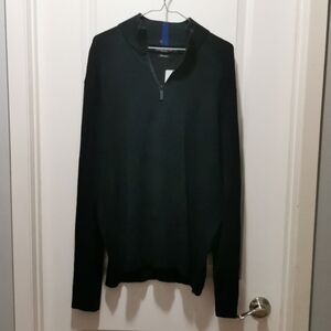 Perry‎ Ellis Men's Classic Black Zip-Up Sweater. Merino Blend